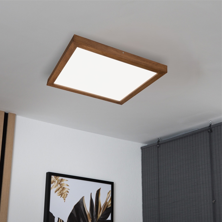 Brilagi - LED loftlampe til badeværelse dæmpbar WOODY FRAME LED/50W/230V eg kirsebær 60x60 cm 3000-6000K IP44 + fjernbetjening
