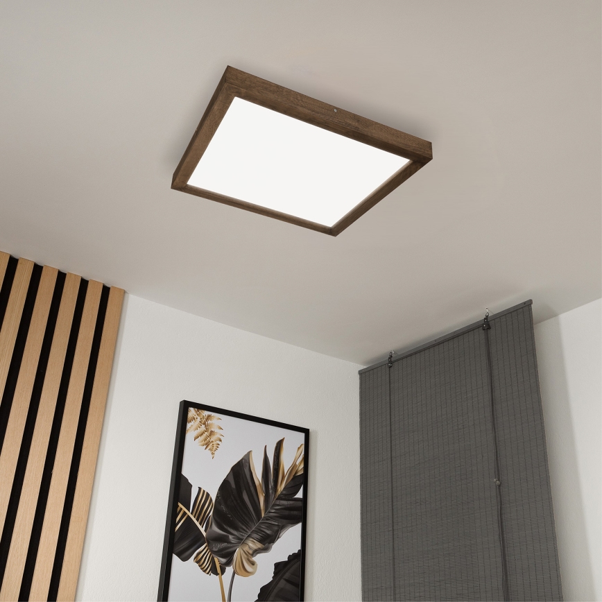 Brilagi - LED loftlampe til badeværelse dæmpbar WOODY FRAME LED/50W/230V eg 60x60 cm 3000-6000K IP44 + fjernbetjening