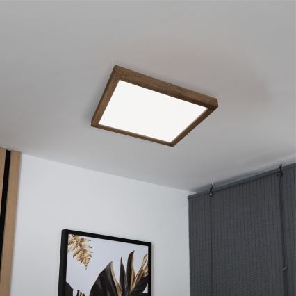 Brilagi - LED loftlampe til badeværelse dæmpbar WOODY FRAME LED/50W/230V eg 60x60 cm 3000-6000K IP44 + fjernbetjening