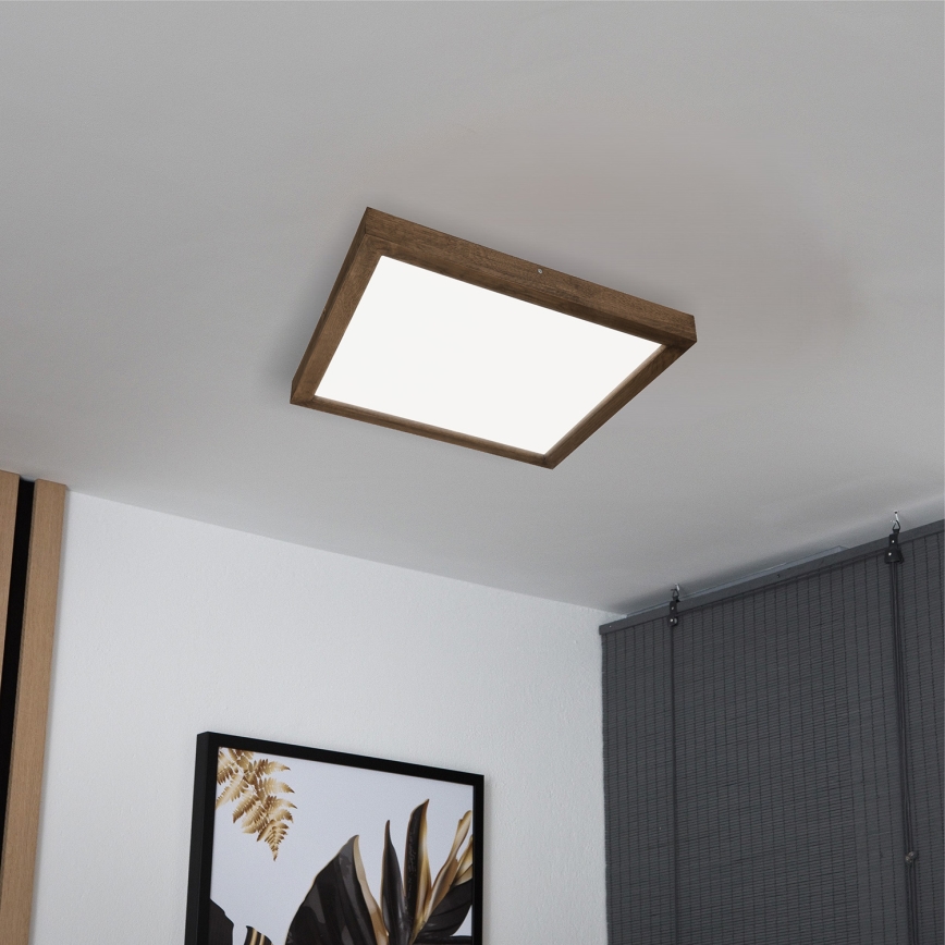 Brilagi - LED loftlampe til badeværelse dæmpbar WOODY FRAME LED/50W/230V eg 60x60 cm 3000-6000K IP44 + fjernbetjening