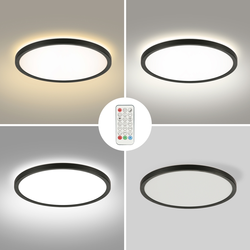 Brilagi - LED loftlampe m. RGBW-farver dæmpbar ULTRA SLIM LED/18W/230V 2700-6500K diameter 30 cm sort + fjernbetjening