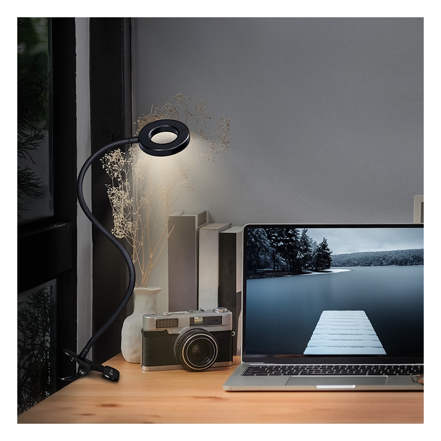 Brilagi - LED lampe med klemme dæmpbar ORBELA LED/8W/230V 3000/4000/5000K sort