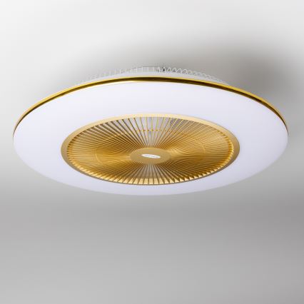 Brilagi - LED lampe med ventilator dæmpbar AURA LED/38W/230V 3000-6000K guldfarvet + fjernbetjening