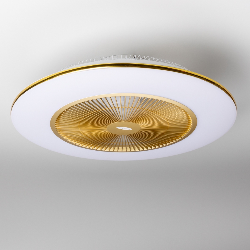 Brilagi - LED lampe med ventilator dæmpbar AURA LED/38W/230V 3000-6000K guldfarvet + fjernbetjening