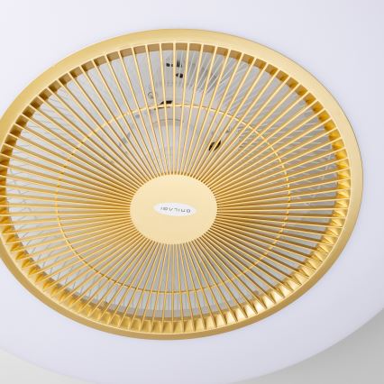Brilagi - LED lampe med ventilator dæmpbar AURA LED/38W/230V 3000-6000K guldfarvet + fjernbetjening