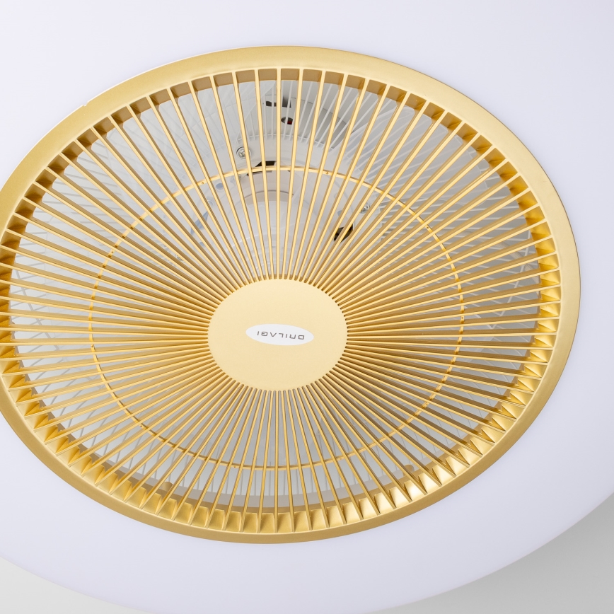 Brilagi - LED lampe med ventilator dæmpbar AURA LED/38W/230V 3000-6000K guldfarvet + fjernbetjening