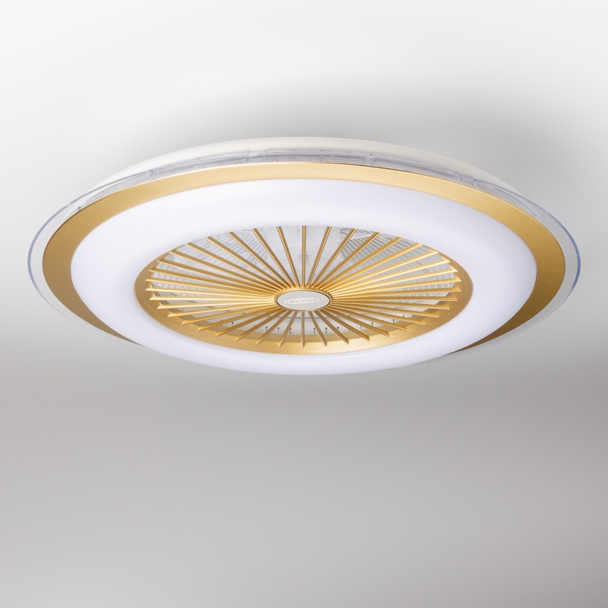Brilagi - LED lampe med ventilator dæmpbar RONDA LED/48W/230V 3000-6000K guldfarvet + fjernbetjening