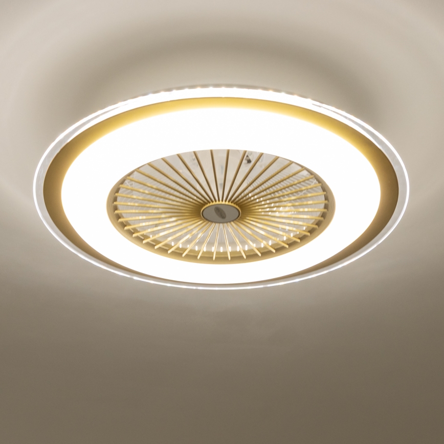 Brilagi - LED lampe med ventilator dæmpbar RONDA LED/48W/230V 3000-6000K guldfarvet + fjernbetjening