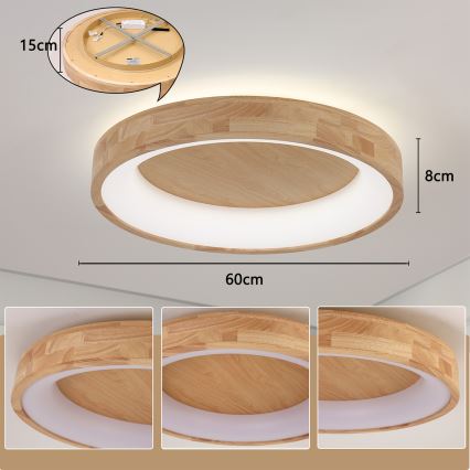 Brilagi - LED-loftlampe FALCON WOOD LED/40W/230V 3000/4000/6000K Ø 60 cm træ