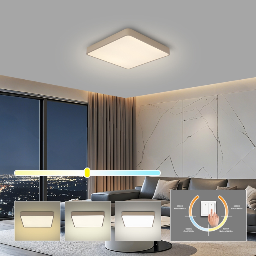 Brilagi - LED-loftarmatur POOL SQUARE LED/36W/230V 3000/4000/6000K 40x40 cm beige
