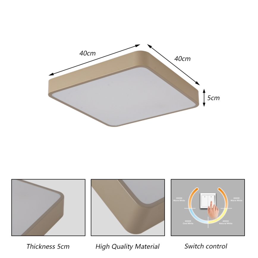 Brilagi - LED-loftarmatur POOL SQUARE LED/36W/230V 3000/4000/6000K 40x40 cm beige