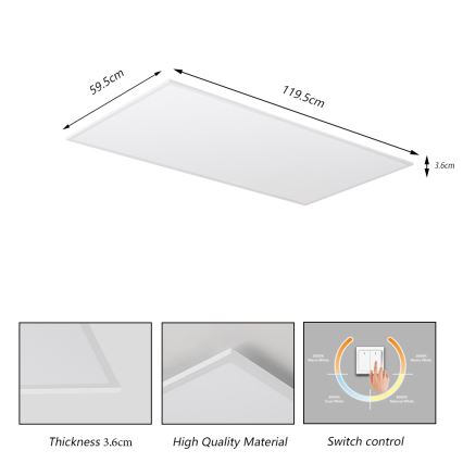 Brilagi - LED loftarmatur SLIMFRAME LED/80W/230V 120x60 cm 3000/4000/6000K hvid