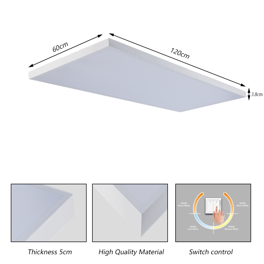 Brilagi - LED badeværelsesloftlampe FRAME LED/96W/230V 120x60 cm 3000/4000/6000K IP44 hvid