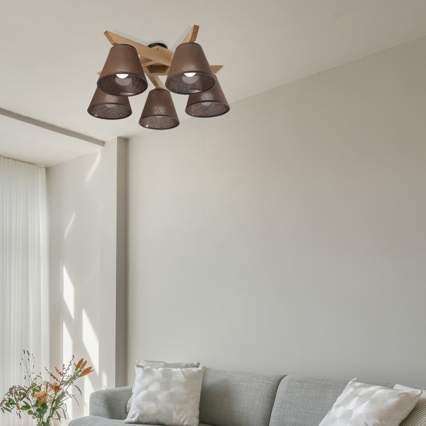 Brilagi - LED  Loftlampe ANTHONY 5xE14/40W/230V eg/brun