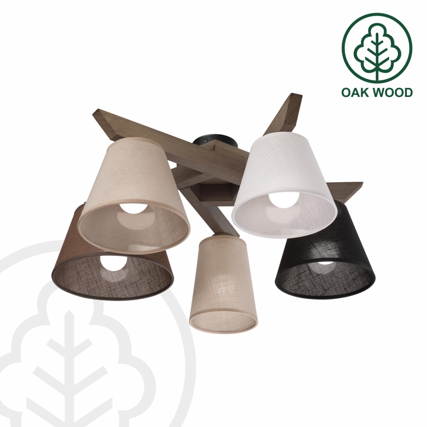 Brilagi - LED Overflademonteret loftslampe ANTHONY 5xE14/40W/230V eg valnød