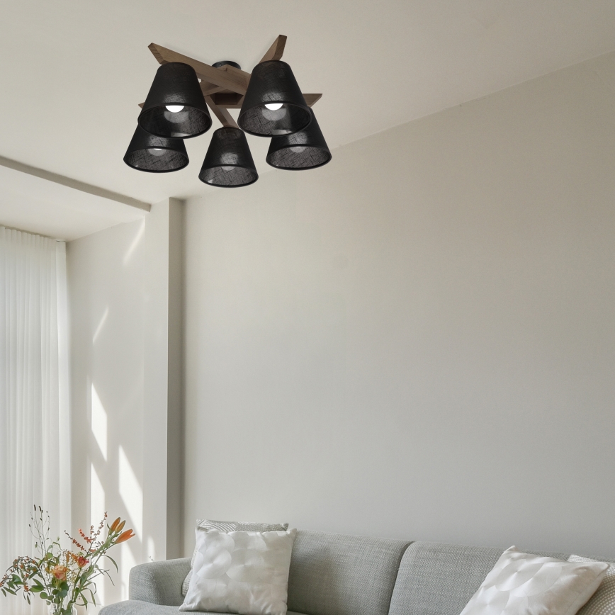 Brilagi - LED Overflademonteret loftslampe ANTHONY 5xE14/40W/230V eg valnød/sort