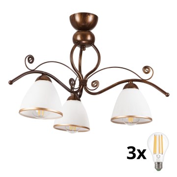 Brilagi - LED loftlampe ANTICO 3xE27/60W/230V bronzefarvet patina