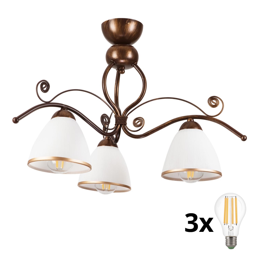Brilagi - LED loftlampe ANTICO 3xE27/60W/230V bronzefarvet patina
