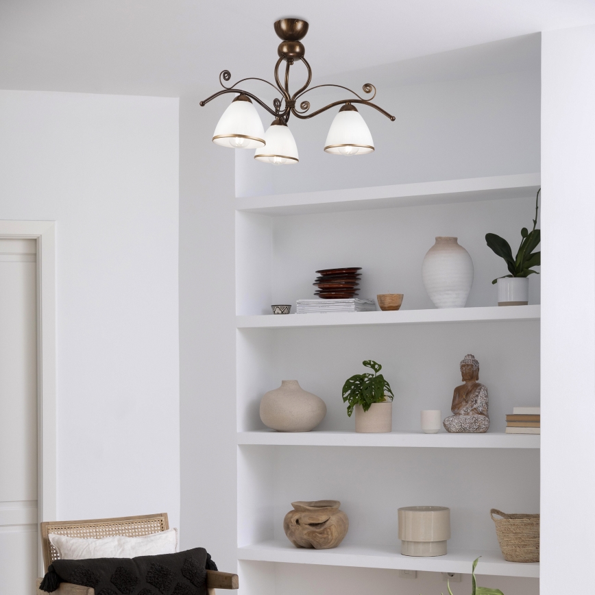 Brilagi - LED loftlampe ANTICO 3xE27/60W/230V bronzefarvet patina