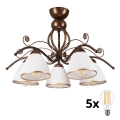 Brilagi - LED loftlampe ANTICO 5xE27/60W/230V bronzefarvet patina