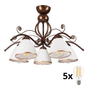 Brilagi - LED loftlampe ANTICO 5xE27/60W/230V bronzefarvet patina