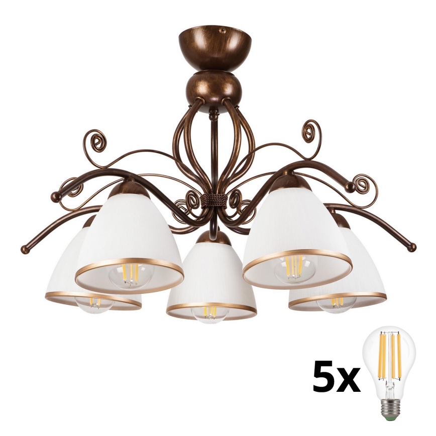 Brilagi - LED loftlampe ANTICO 5xE27/60W/230V bronzefarvet patina