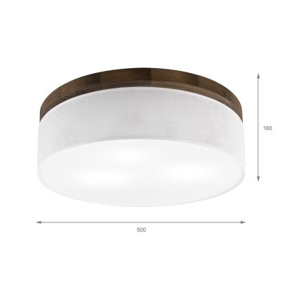 BRILAGI - LED loftlampe BELLADONNA 3xE27/15W/230V Ø 50 cm hvid/eg-valnød