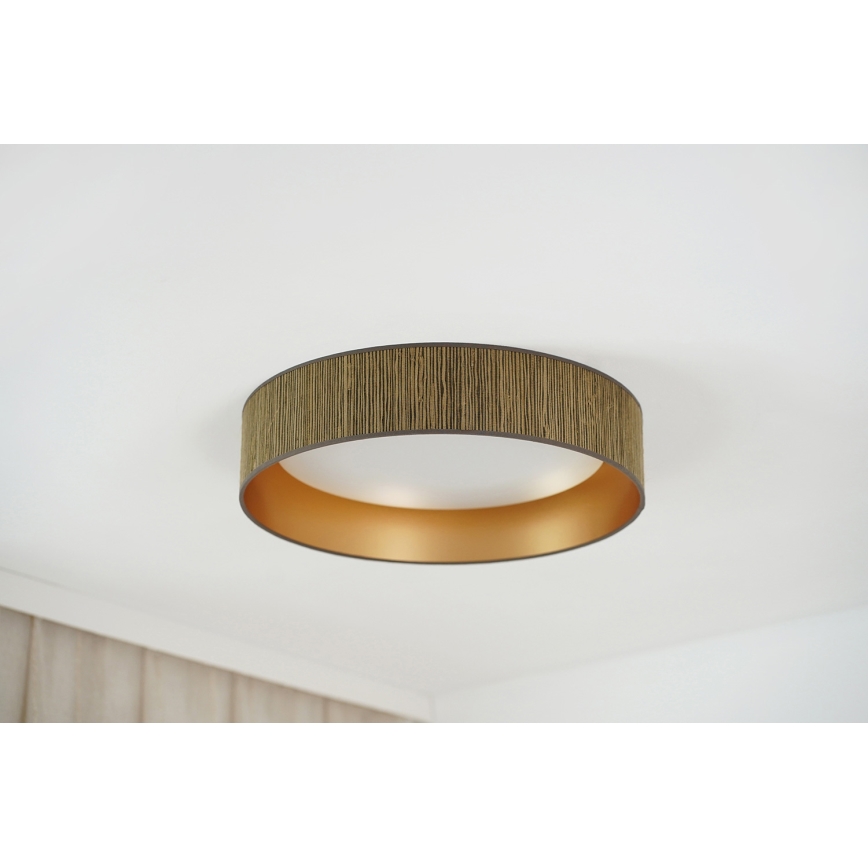 Brilagi - LED loftlampe BOSTON ROLLER LED/24W/230V diameter 45 cm strå brun/guldfarvet