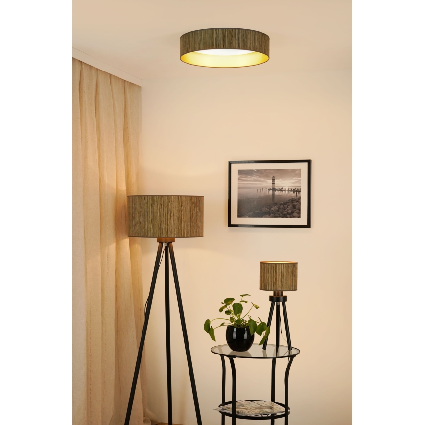 Brilagi - LED loftlampe BOSTON ROLLER LED/24W/230V diameter 45 cm strå brun/guldfarvet