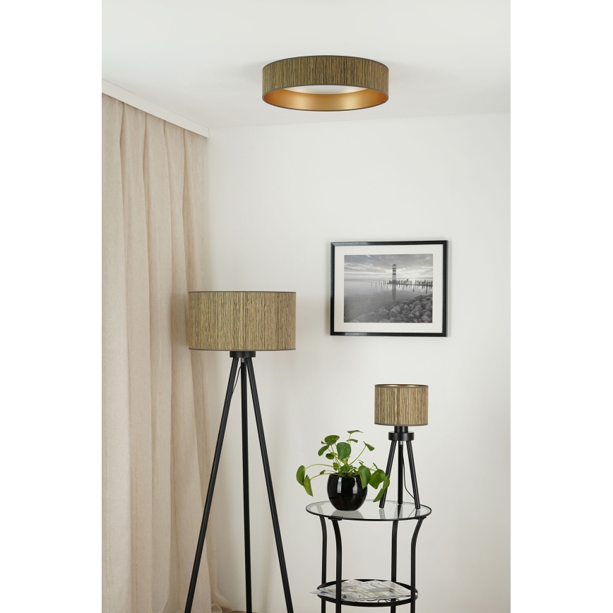 Brilagi - LED loftlampe BOSTON ROLLER LED/24W/230V diameter 45 cm strå brun/guldfarvet