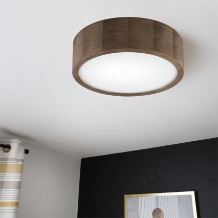 Brilagi - LED-loftlampe CARVALHO 1xE27/15W/230V i eg/valnød, Ø 27 cm