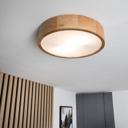 Brilagi - LED-loftlampe CARVALHO 2x E27/15W/230V egetræ Ø 37,5 cm