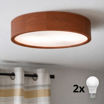 Brilagi - LED-loftlampe CARVALHO 2xE27/15W/230V eg/kirsebær Ø 37 cm