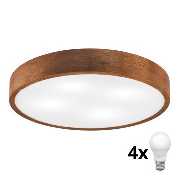 Brilagi - LED loftlampe CARVALHO 4xE27/60W/230V i kirsebærfarvet egetræ, Ø 57,5 cm