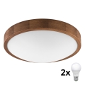 Brilagi - LED Loftlampe CARVALHO SLIM 2xE27/60W/230V eg kirsebærtræ, pr. 37 cm