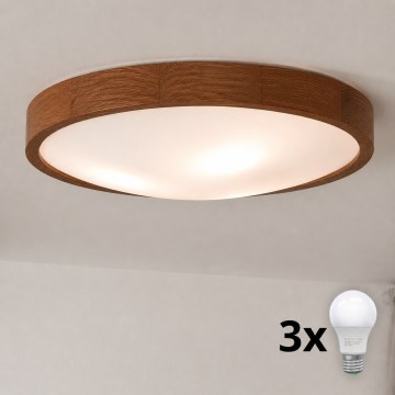 Brilagi - LED loftlampe CARVALHO SLIM 3xE27/15W/230V eg/kirsebær Ø 47 cm
