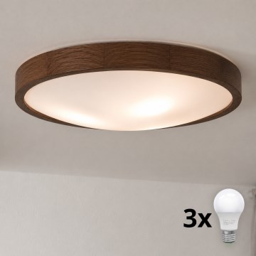 Brilagi - LED loftlampe CARVALHO SLIM 3xE27/15W/230V eg/valnød Ø 47 cm