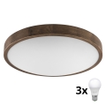 Brilagi - LED Loftlampe CARVALHO SLIM 3xE27/60W/230V eg valnød pr. 47 cm