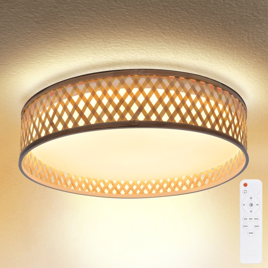 Brilagi - LED loftlampe dæmpbar CAMILA LED/48W/230V 3000-6500K bambus diameter 40 cm + fjernbetjening