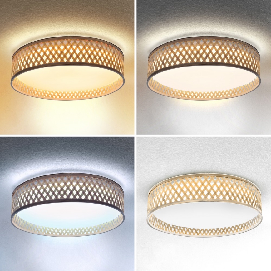 Brilagi - LED loftlampe dæmpbar CAMILA LED/48W/230V 3000-6500K bambus diameter 40 cm + fjernbetjening