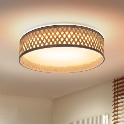 Brilagi - LED loftlampe dæmpbar CAMILA LED/48W/230V 3000-6500K bambus diameter 40 cm + fjernbetjening