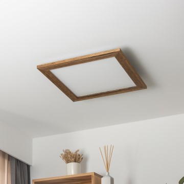 Brilagi - LED loftlampe dæmpbar SLIMFRAME WOOD LED/36W/230V 49,5x49,5 cm 3000-6000K brun + fjernbetjening