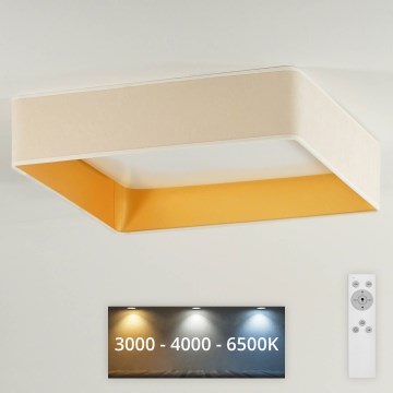 Brilagi - LED loftlampe dæmpbar VELVET SQUARE LED/24W/230V 3000/4000/6500K + fjernbetjening cremefarvet