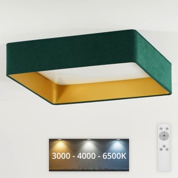 Brilagi - LED loftlampe dæmpbar VELVET SQUARE LED/24W/230V 3000/4000/6500K + fjernbetjening grøn