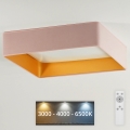 Brilagi - LED loftlampe dæmpbar VELVET SQUARE LED/24W/230V 3000/4000/6500K + fjernbetjening lyserød