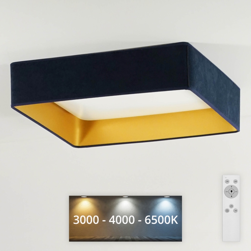 Brilagi - LED loftlampe dæmpbar VELVET SQUARE LED/24W/230V 3000/4000/6500K + fjernbetjening mørkeblå