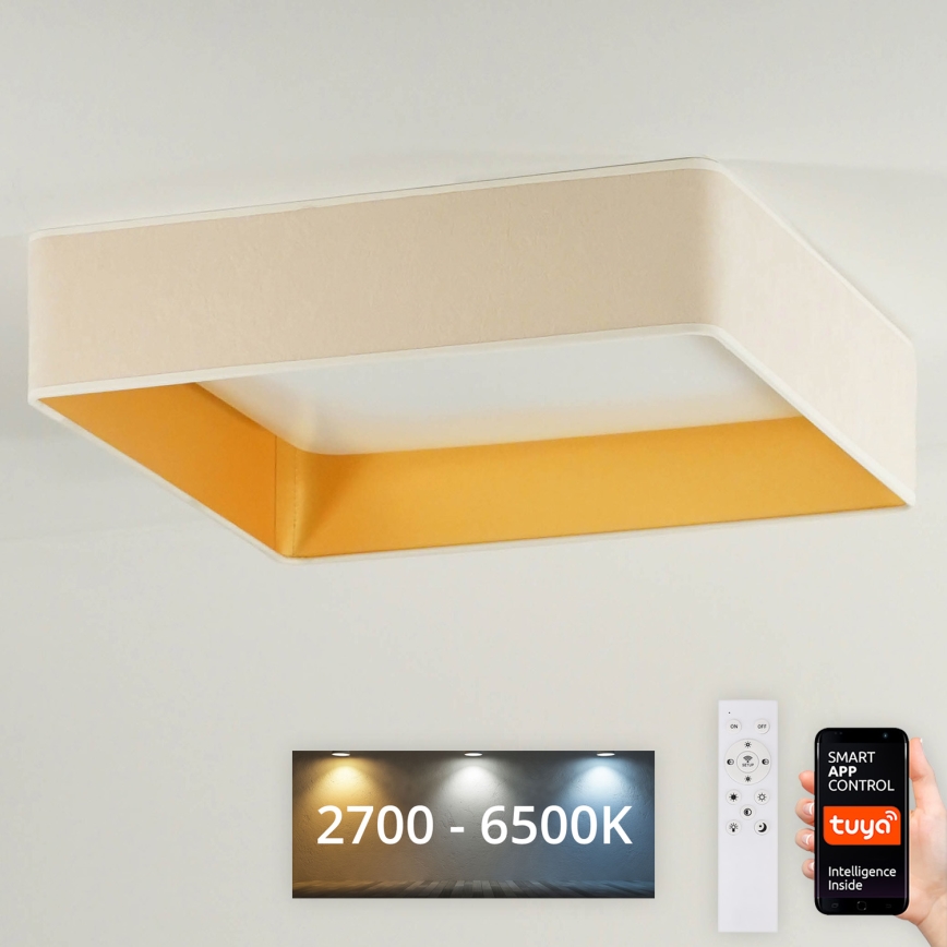 Brilagi - LED loftlampe dæmpbar VELVET SQUARE SMART LED/36W/230V 2700-6500K Wi-Fi Tuya + fjernbetjening cremefarvet