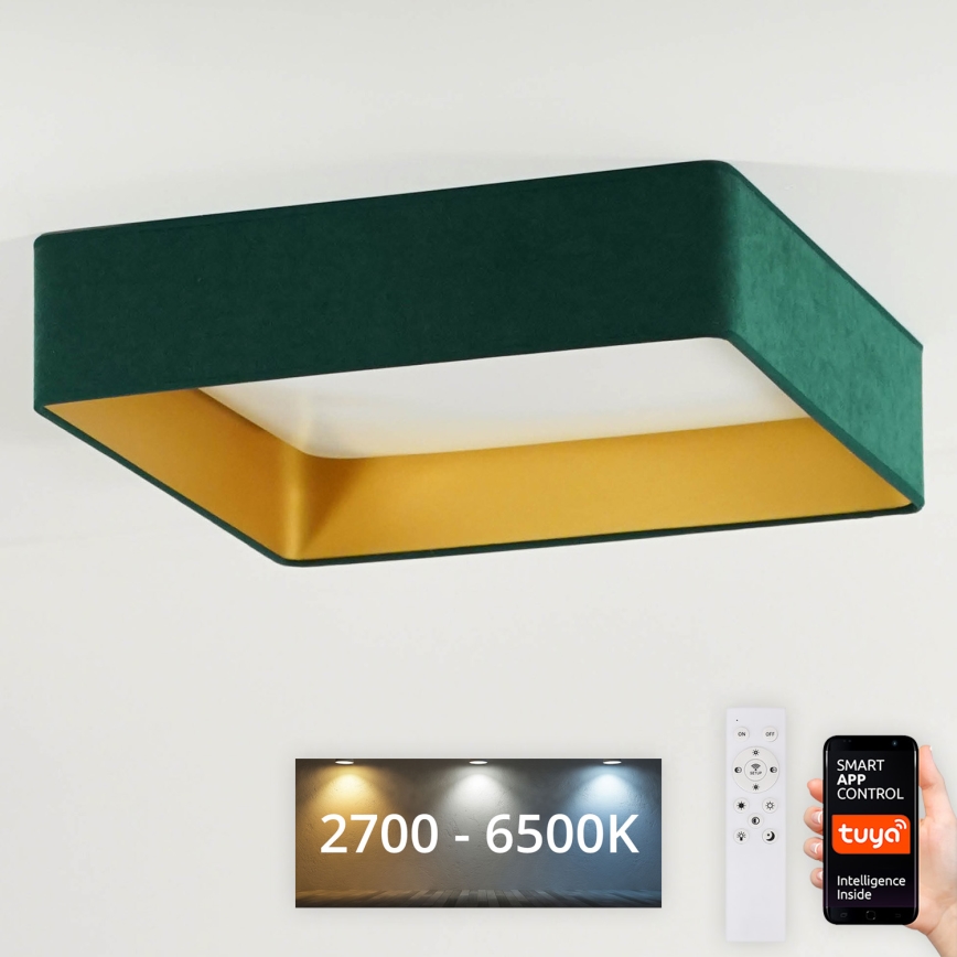 Brilagi - LED loftlampe dæmpbar VELVET SQUARE SMART LED/36W/230V 2700-6500K Wi-Fi Tuya + fjernbetjening grøn