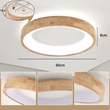 Brilagi - LED loftlampe FALCON WOOD LED/40W/230V 3000/4000/6000K Ø 60 cm træ