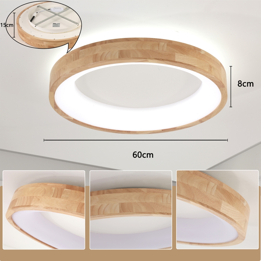 Brilagi - LED loftlampe FALCON WOOD LED/40W/230V 3000/4000/6000K Ø 60 cm træ